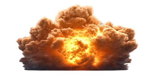 Abstract Explosion Illustration With Orange Fire and Smoke on Isolated Black