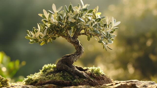 A flourishing Arbequina olive tree stands proudly amidst the serene Catalonian countryside under a bright Mediterranean sky