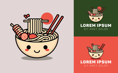 Minimalist Cute Ramen Logo Japanese Food Icon