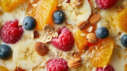 Breakfast dish topped with fresh berries and granola for a healthy start to the day