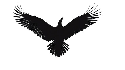 Black Silhouette Eagle Illustration With Spread Wings On Transparent Background