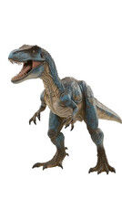Fototapeta premium Blue Dinosaur Illustration Isolated on Transparent Background Roaring with Sharp Teeth