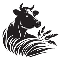 Cows silhouette vector illustration on white background.