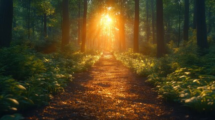 Obraz premium Golden forest path