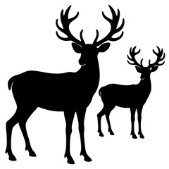 Two deer silhouette vector design with a white background