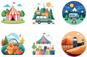 Obraz premium Camping Bundle. Luxurious Jacuzzi Glamping Collection Stickers