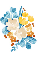 Bright bold flowers wall art poster illustration. Floral bouquet, floral composition.