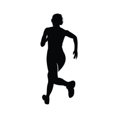 Silhouette Woman Running from Behind