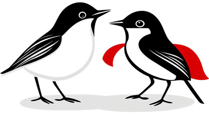Obraz premium Cartoon Illustration Of Two Black Birds With Red Wings Isolated