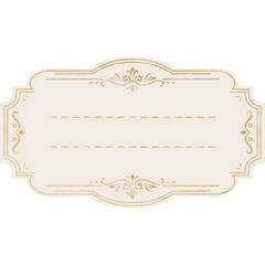 Vintage Label Tag with Gold Ornaments and Writing Lines – Elegant Blank Sticker PNG
