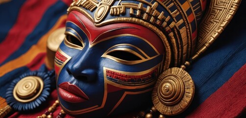 Obraz premium Intricate mask adorned with vibrant colors and detailed patterns