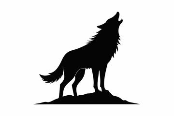 a wolf howling design silhouette vector illustration