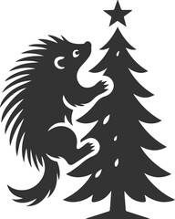 Porcupine silhouette animal vector