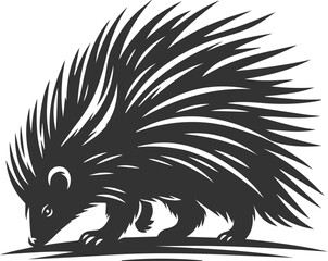 Porcupine silhouette animal vector