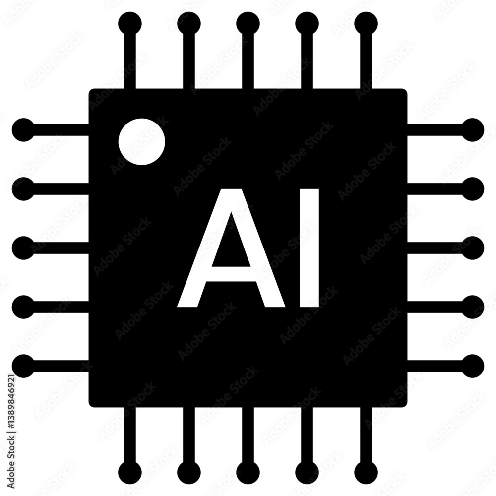 Poster ai chip icon showing artificial intelligence technology and computer processing