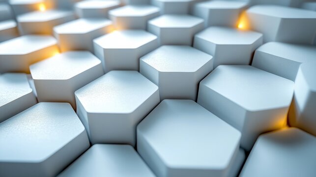 3D Hexagonal Geometric Pattern Minimalistic Modern Architectural Design Clean White Background Texture