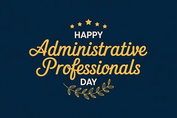 Happy Administrative Professionals Day! A warm, elegant celebration honoring the dedication and hard work of administrative professionals, with a navy blue background and golden lettering.
