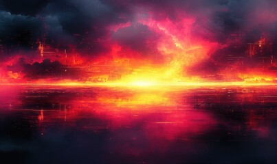 Abstract Distorted Digital Glitch Art with Vibrant RGB Color Distortions and Retro Television Static Effect