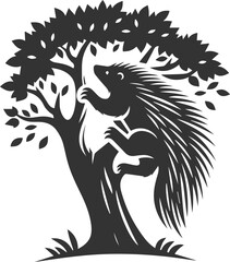 Porcupine silhouette animal vector