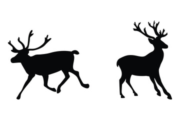 Deer Silhouettes Collection Vector White Background