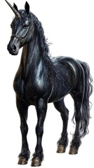Fototapeta premium Elegant Black Unicorn Illustration With Starry Sparkle On Transparent Background