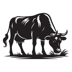 Cows silhouette vector illustration on white background.