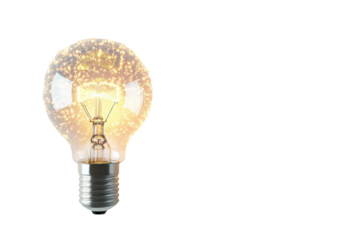 Sparkling lightbulb idea innovation bright future glowing warm tones simple background