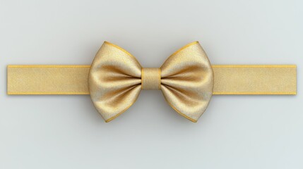 Fototapeta premium Elegant Golden Bow on Ribbon: A Festive and Sophisticated Design