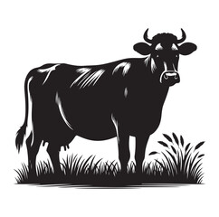 Cows silhouette vector illustration on white background.