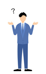 Simple illustration of businessman in business suit questioning