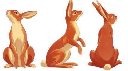 Illustration Of Hare In Brown Pixel Art With Transparent Background