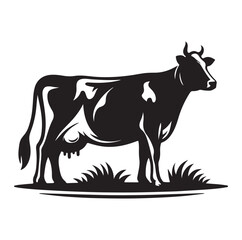 Cows silhouette vector illustration on white background.