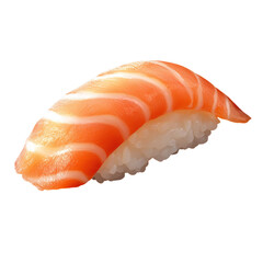 High-quality sushi salmon nigiri, realistic seafood texture, isolated transparent background.
