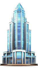 Illustration Of A Modern Blue Glass Skyscraper On Transparent Background