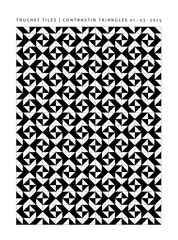Truchet Tiles Contrasting Triangles - Black and White Geometric Pattern
