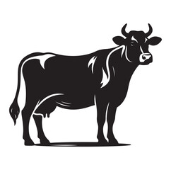 Cows silhouette vector illustration on white background.