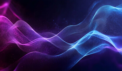 Fototapeta premium Abstract background with wavy lines in blue and purple colors on a dark background