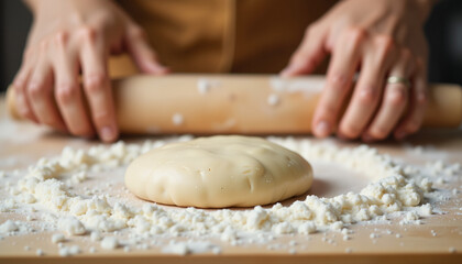 Hands rolling lefse dough in warm kitchen, embracing tradition