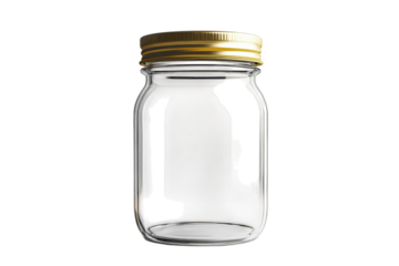 Empty glass jar with gold lid perfect for preserving storing or gifting Simple clean design studio