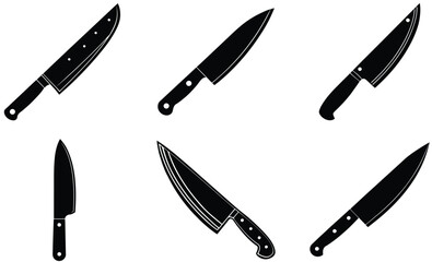 Chefs knife silhouette black vector art design on white background
