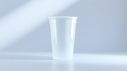 An Isolated Clear Plastic Cup With Lid On A Surface