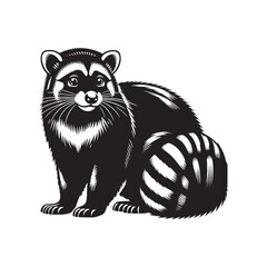 Minimalist Civet Vector - Civet Silhouette - Illustration of Civet - Civet Animal Design.
