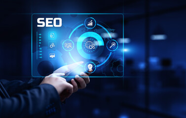 Fototapeta premium SEO Search engine optimisation digital internet marketing concept.
