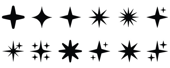 Fototapeta premium Collection Of Decorative Sparkle And Starburst Elements Isolated On White Background