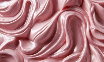 Swirled pink cream texture, close-up shot, studio background, ideal for beauty or food packaging
