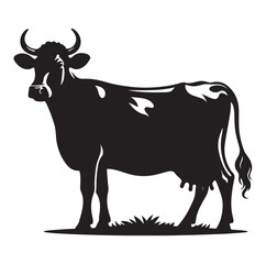Cows silhouette vector illustration on white background.
