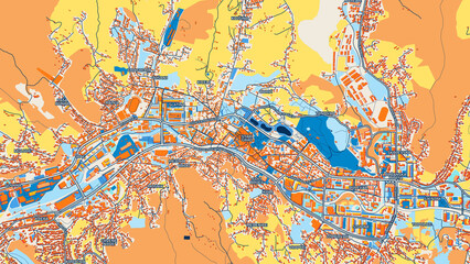 Colorful Tuzla Street Map with Labels and Buildings