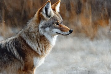 Obraz premium Coyote in Suburban Park Looking for Food on a Sunny Day