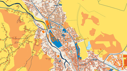 Colorful Živinice Street Map with Labels and Buildings