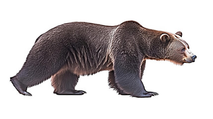 Obraz premium Realistic Photo Of A Grizzly Bear Walking Isolated On Transparent Background